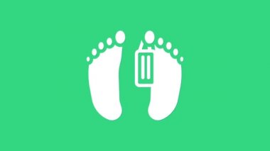 Yeşil arka planda izole edilmiş bir hastane ikonu morgunun ayaklarına kimlik etiketi takılmış beyaz bir ceset. 4K Video hareketli grafik canlandırması