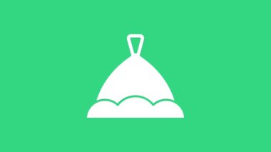 Beyaz Sauna şapka simgesi yeşil arkaplanda izole edildi. 4K Video hareketli grafik canlandırması