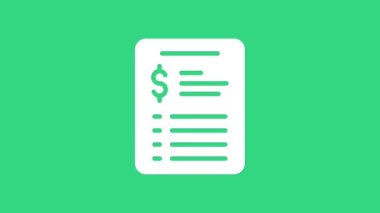 Beyaz Bakım Salonu fiyat listesi simgesi yeşil arka planda izole edildi. 4K Video hareketli grafik canlandırması