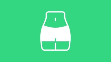 Beyaz kadın belindeki ikon yeşil arka planda izole edilmiş. 4K Video hareketli grafik canlandırması