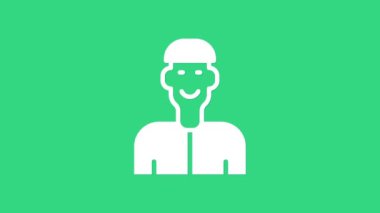 Yeşil arka planda beyaz pozitif düşünme ikonu izole edildi. 4K Video hareketli grafik canlandırması