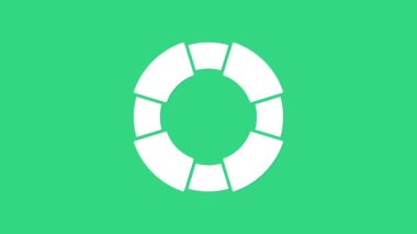 Beyaz Lifebuoy simgesi yeşil arkaplanda izole edildi. Can simidi sembolü. 4K Video hareketli grafik canlandırması