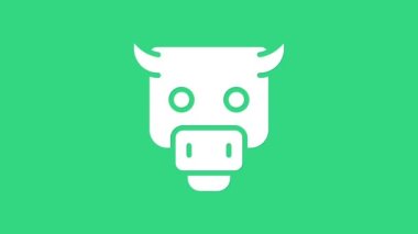 Beyaz Boğa pazar simgesi yeşil arka planda izole edildi. Finansal ve borsa yatırım konsepti. 4K Video hareketli grafik canlandırması