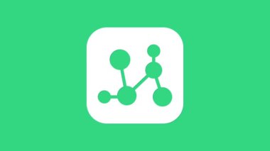 Beyaz Kimyasal Formül simgesi yeşil arka planda izole edildi. Yenilikçi tıp, sağlık, araştırma ve bilim için soyut altıgen. 4K Video hareketli grafik canlandırması