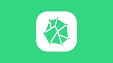 Beyaz tuz taşı simgesi yeşil arkaplanda izole edildi. 4K Video hareketli grafik canlandırması