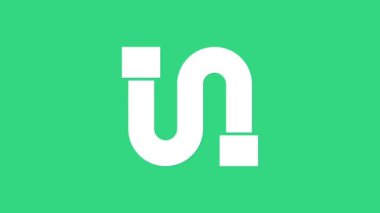 Beyaz Sanayi metalik boru ikonu yeşil arka planda izole edildi. 4K Video hareketli grafik canlandırması