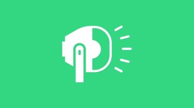 Yeşil arka planda beyaz bisiklet başlıklı lamba ikonu izole edildi. Bisikletli yol sporu gece lambası. 4K Video hareketli grafik canlandırması