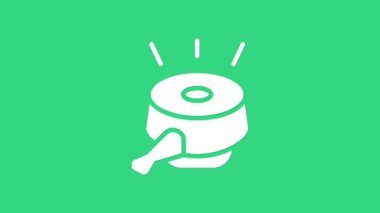 Yeşil arka planda beyaz bisiklet çanı simgesi izole edildi. 4K Video hareketli grafik canlandırması