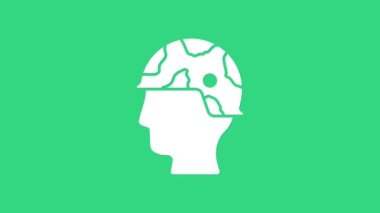 Beyaz Ordu askeri ikonu yeşil arka planda izole edildi. 4K Video hareketli grafik canlandırması