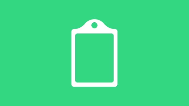 Vit skärbräda ikon isolerad på grön bakgrund. Hacka brädan symbol. 4K Video motion grafisk animation — Stockvideo