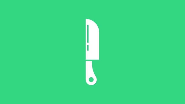 Ikona Bílého nože izolovaná na zeleném pozadí. Symbol příboru. Grafická animace pohybu videa 4K — Stock video
