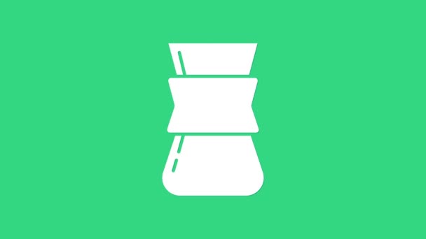 Café branco ícone turco isolado no fundo verde. Animação gráfica em movimento de vídeo 4K — Vídeo de Stock