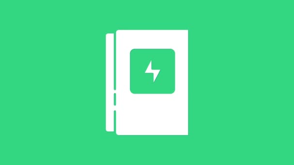 Weißes Symbol der elektrischen Schalttafel isoliert auf grünem Hintergrund. 4K Video Motion Grafik Animation — Stockvideo