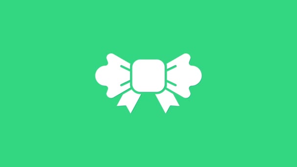 Ikona krawata White Bow izolowana na zielonym tle. 4K Animacja graficzna ruchu wideo — Wideo stockowe