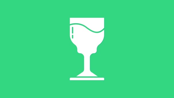 Bílé víno ikona izolované na zeleném pozadí. Ikona sklenice. Symbol poháru. Skleněné znamení. Veselé Velikonoce. Grafická animace pohybu videa 4K — Stock video