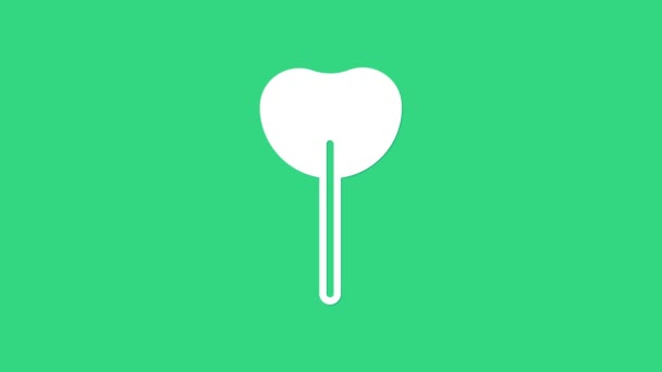 White Lollipop icon isolated on green background. Food, delicious symbol. 4K Video motion graphic animation — Stock Video