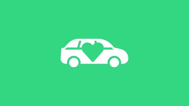 Biały Luksusowy samochód limuzyna ikona izolowane na zielonym tle. Na światowej premierze gwiazdy i plakat gości. 4K Animacja graficzna ruchu wideo — Wideo stockowe