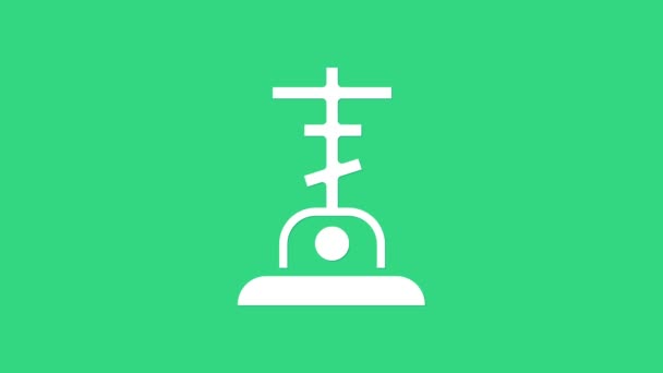 Weißes Grab mit Kreuzsymbol auf grünem Hintergrund. 4K Video Motion Grafik Animation — Stockvideo