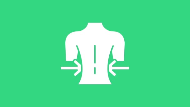 Vit Massage ikon isolerad på grön bakgrund. Slappna av, fritid. 4K Video motion grafisk animation — Stockvideo