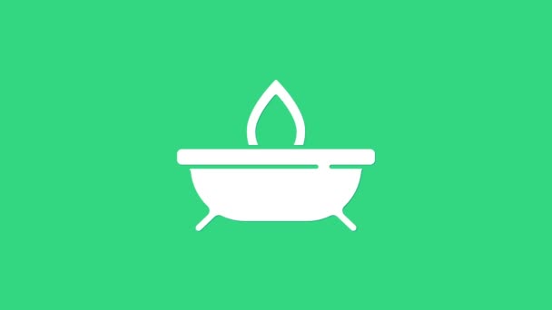 Bílá Aroma svíčka ikona izolované na zeleném pozadí. Grafická animace pohybu videa 4K — Stock video