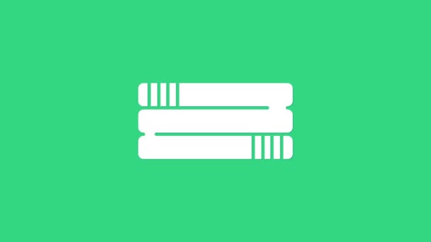 Biały stos ręczników ikona izolowane na zielonym tle. 4K Animacja graficzna ruchu wideo — Wideo stockowe