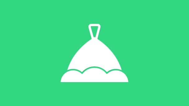 Witte Sauna hoed pictogram geïsoleerd op groene achtergrond. 4K Video motion grafische animatie — Stockvideo