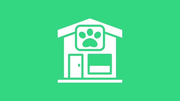 Icono de aseo White Pet aislado sobre fondo verde. Peluquería para mascotas. Peluquería para perros y gatos. Animación gráfica de vídeo 4K — Vídeos de Stock