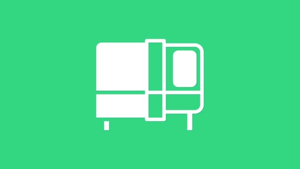 Bílé lůžko ikona izolované na zeleném pozadí. Grafická animace pohybu videa 4K — Stock video