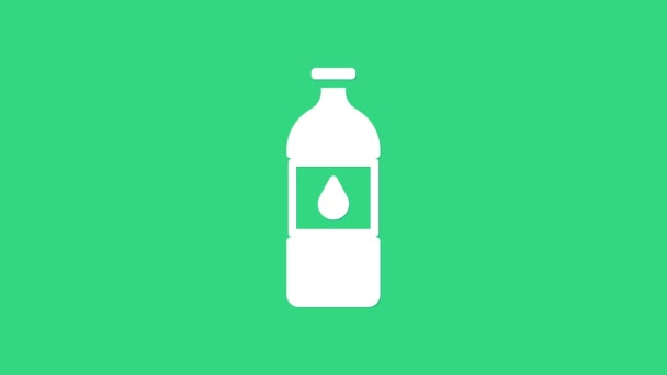 Biała butelka ikony wody izolowane na zielonym tle. Napój sodowy. 4K Animacja graficzna ruchu wideo — Wideo stockowe