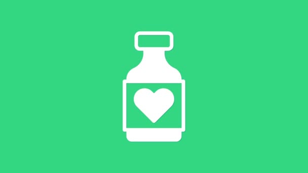 緑色の背景に単離された錠剤カプセルアイコンの白いビタミン複合体。健康的なライフスタイル。4Kビデオモーショングラフィックアニメーション — ストック動画