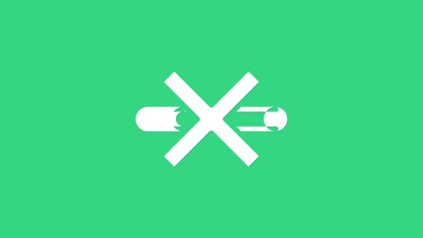 White No Smoking icon isolated on green background. Cigarette symbol. 4K Video motion graphic animation — Stock Video