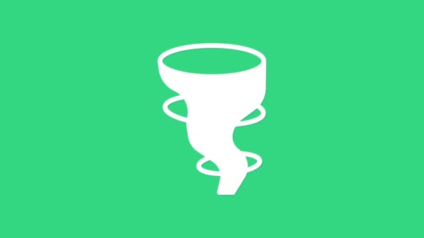 Біла ікона Торнадо ізольована на зеленому фоні. 4K Відеографічна анімація — стокове відео