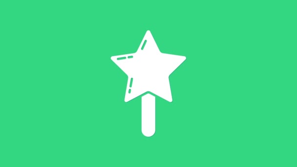 Fehér Nyalóka ikon elszigetelt zöld alapon. Cukorka jel. Étel, finom szimbólum. 4K Videó mozgás grafikus animáció — Stock videók
