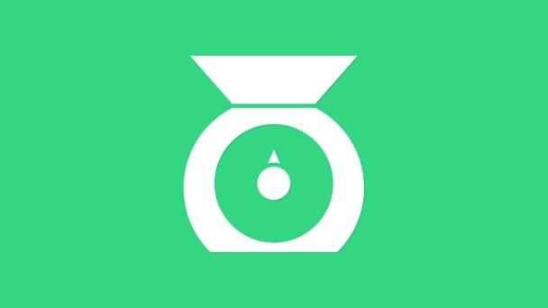 Ikona Białej Wagi izolowana na zielonym tle. Urządzenia do pomiaru wagi. 4K Animacja graficzna ruchu wideo — Wideo stockowe