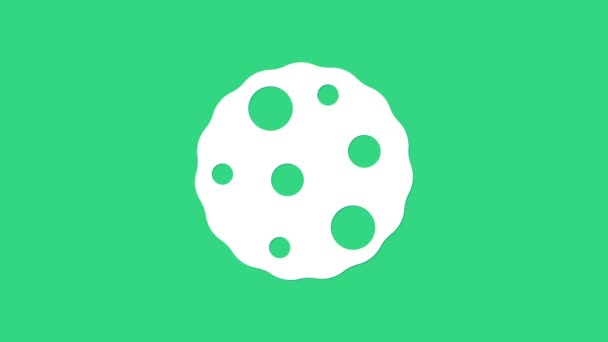 Biscoito branco ou biscoito com ícone de chocolate isolado no fundo verde. Animação gráfica em movimento de vídeo 4K — Vídeo de Stock