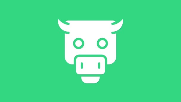 Ikon pasar White Bull diisolasi dengan latar belakang hijau. Konsep pasar investasi keuangan dan saham. Animasi grafis gerak Video 4K — Stok Video