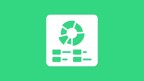 Vit paj diagram infographic ikon isolerad på grön bakgrund. Diagramskylt. 4K Video motion grafisk animation — Stockvideo