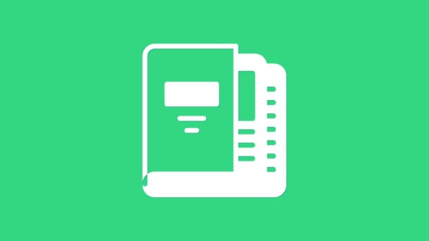 Složky Bílé sady Office s ikonou papíru a dokumentů izolovanou na zeleném pozadí. Kancelářské pořadače. Znak archivovat složku. Grafická animace pohybu videa 4K — Stock video