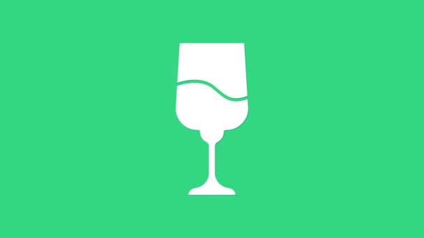 Icono de copa judía blanca aislado sobre fondo verde. Una copa de vino judía para Kidush. Copa Kidush para Shabat. Animación gráfica de vídeo 4K — Vídeo de stock