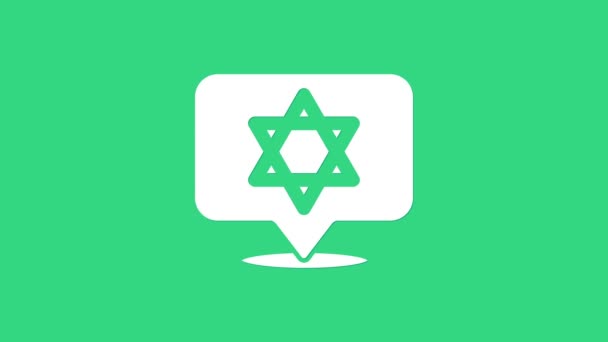 Weißer Davidstern isoliert auf grünem Hintergrund. Symbol jüdischer Religion. Symbol Israels. 4K Video Motion Grafik Animation — Stockvideo