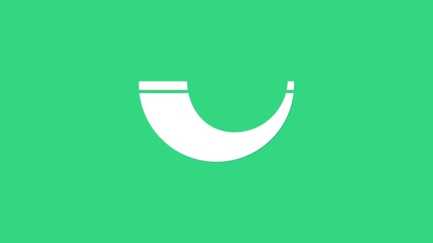 Bílý Tradiční beranový roh, ikona shofar izolované na zeleném pozadí. Rosh hashanah, židovský novoroční sváteční tradiční symbol. Grafická animace pohybu videa 4K — Stock video