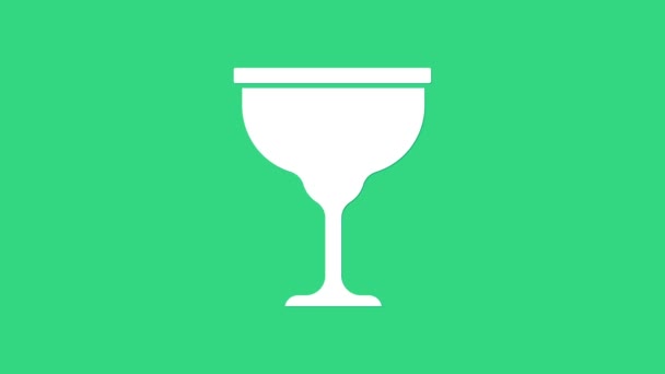 Bílý židovský pohár ikona izolované na zeleném pozadí. Židovský pohár vína pro kiddush. Hrnek na šabat. Grafická animace pohybu videa 4K — Stock video