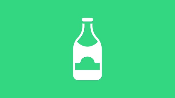 Vit Champagne flaska ikon isolerad på grön bakgrund. God Jul och Gott Nytt År. 4K Video motion grafisk animation — Stockvideo