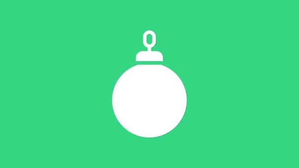 Biała ikona Christmas Ball izolowane na zielonym tle. Wesołych Świąt i szczęśliwego Nowego Roku. 4K Animacja graficzna ruchu wideo — Wideo stockowe