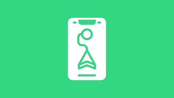 Bílá Infographic navigační ikona města izolované na zeleném pozadí. Návrh koncepce rozhraní pro mobilní aplikace. Geolakační koncept. Grafická animace pohybu videa 4K — Stock video