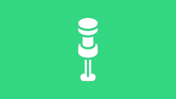 White Push pin icon isolated on green background. Thumbtacks sign. 4K Video motion graphic animation — Stock Video