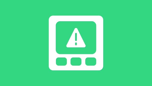 White Gps device error icon isolated on green background. 4K Video motion graphic animation — Stock Video