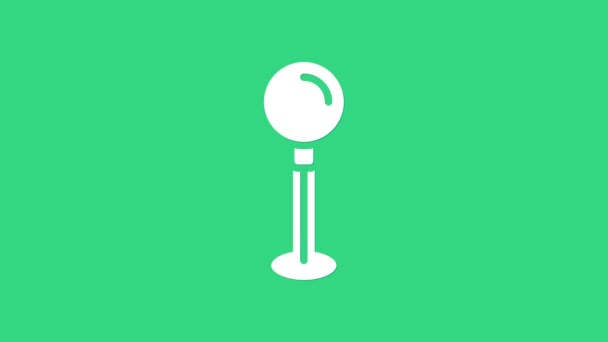 Icono de pin de empuje blanco aislado sobre fondo verde. Signo de chinchetas. Animación gráfica de vídeo 4K — Vídeo de stock