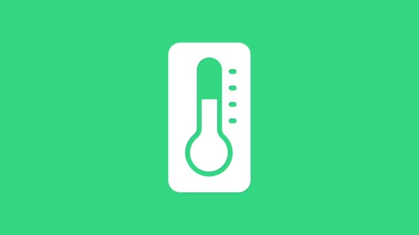 Weißes medizinisches Thermometer für die medizinische Untersuchung auf grünem Hintergrund. 4K Video Motion Grafik Animation — Stockvideo