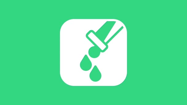 White Test tube and flask chemical laboratory test icon isolated on green background. Laboratory glassware sign. 4K Video motion graphic animation — Stock Video